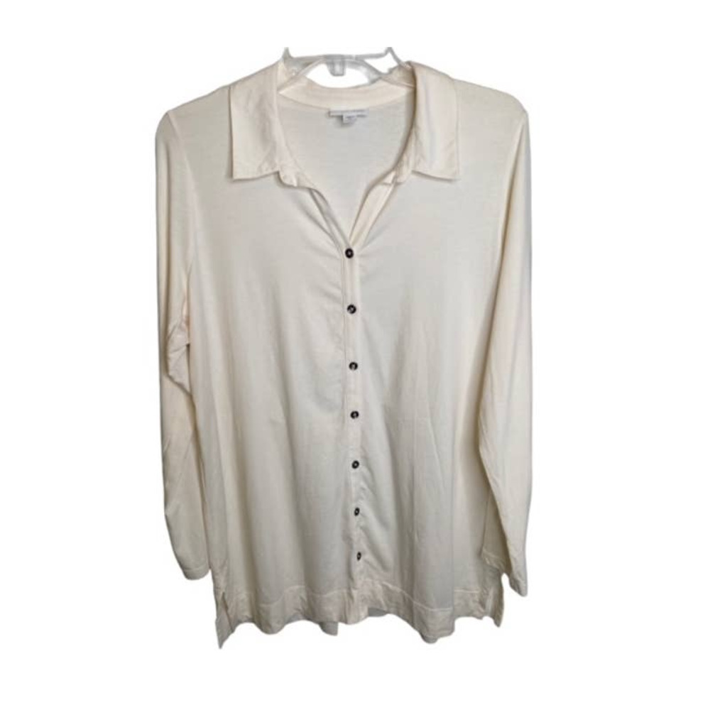 J. JILL Women Knit Button-up Shirt Long Sleeve Pocket Solid Orange Sz Large